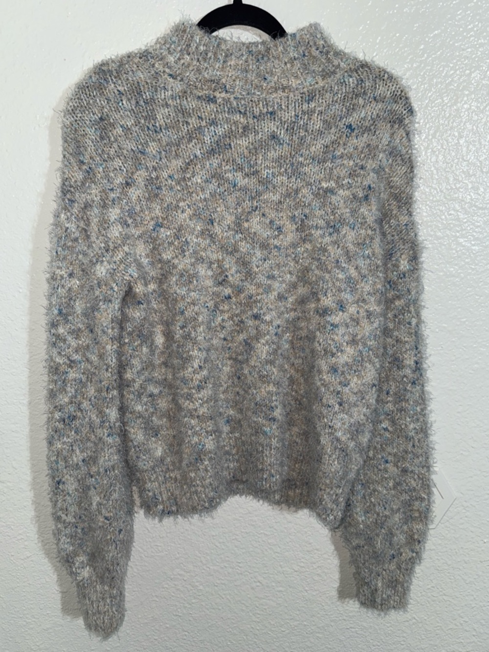 St. John's Bay Gray Flecked Turtleneck Sweater with Blue Accents